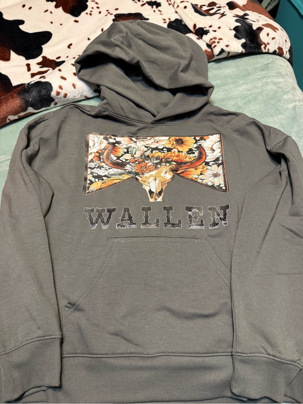 Morgan Wallen Graphic Hooded Sweatshirt with Floral Longhorn